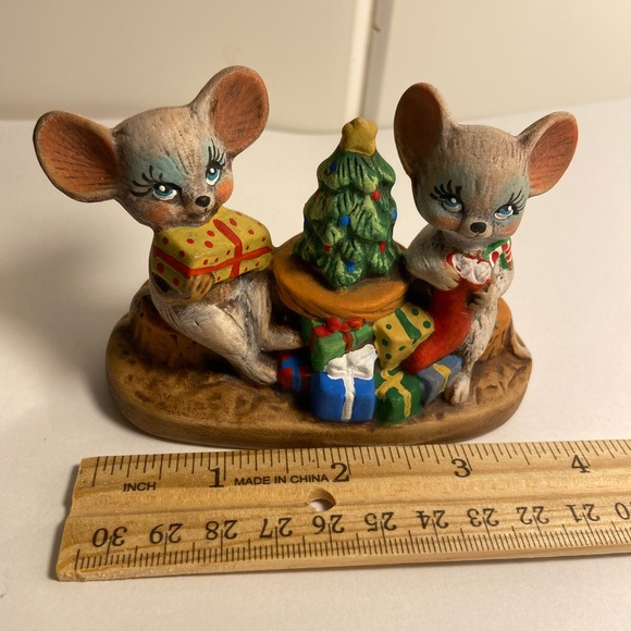 MCM Vintage Mouse  Mice Couple at Christmas Holiday Figurine hand painted - Picture 11 of 16